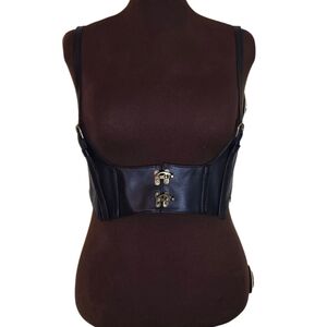 Faux Leather Corset Harness Top Bustier Alt Fashion